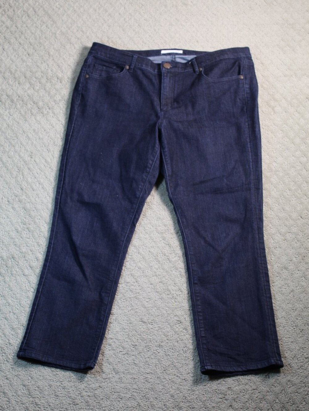 Loft Women's Size 31/12 Flare Crop Dark Mid Rise Kick Crop Indigo Jeans